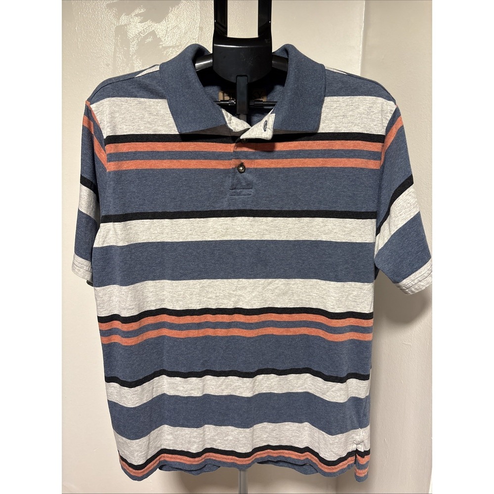 Big Sky Outfitters Men's XL Blue w/strips‎ Polo Shirt Short Sleeve Casual Golf